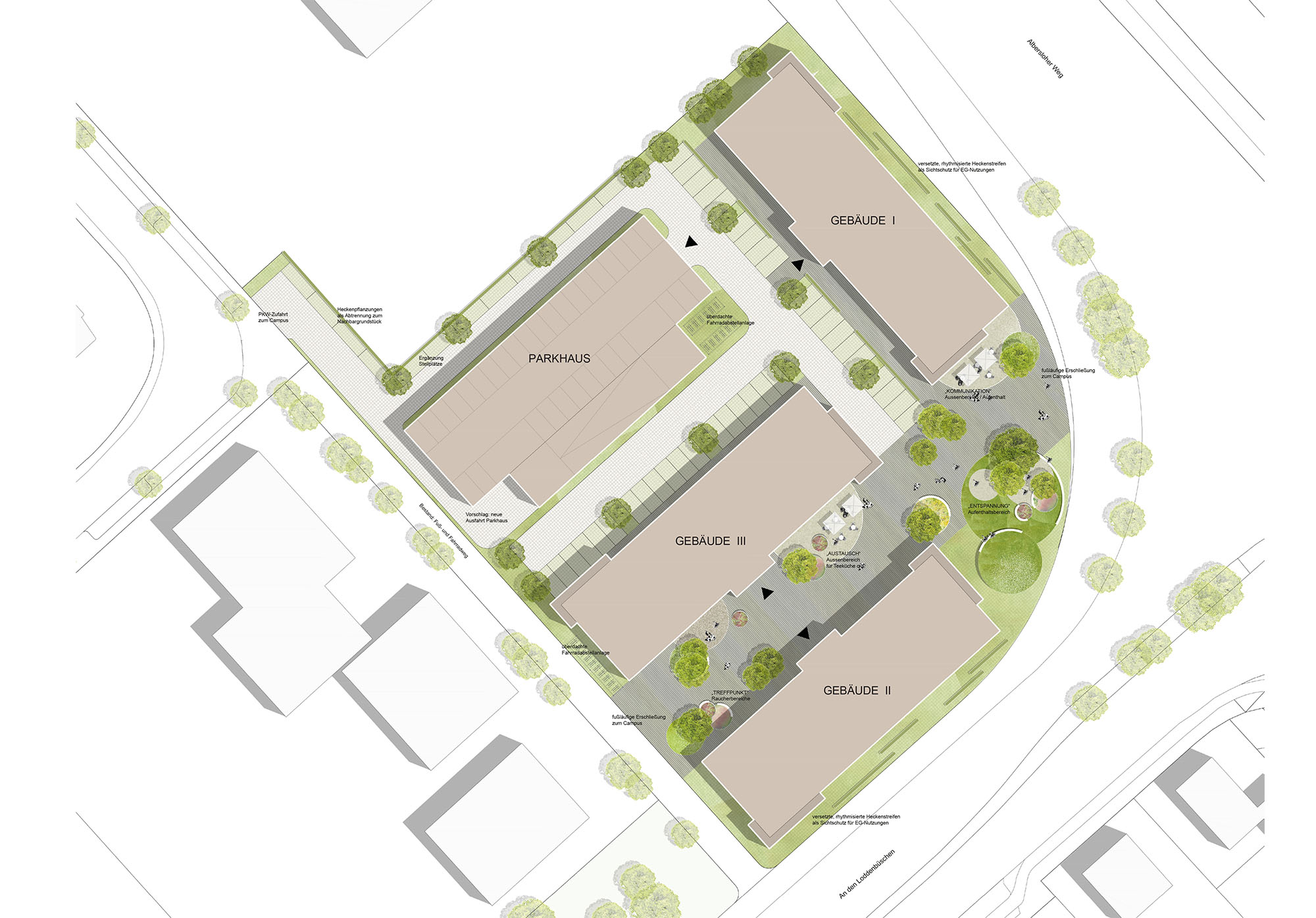 vorstufe-studie-campus-loddenheide-freiraumkonzept Freiraumkonzept für die Studie Campus Loddenheid in Münster von vorstufe Projektentwicklung